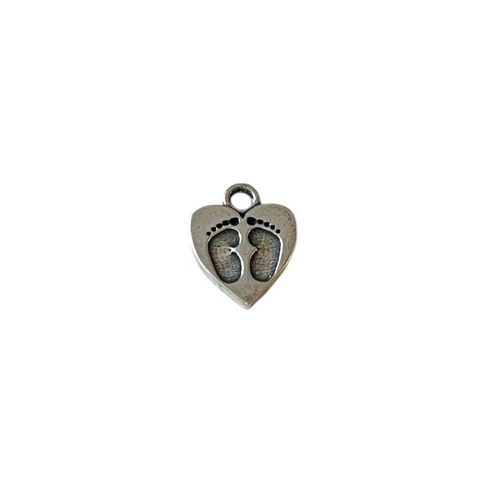 Sterling Silver Baby Feet Heart Charm